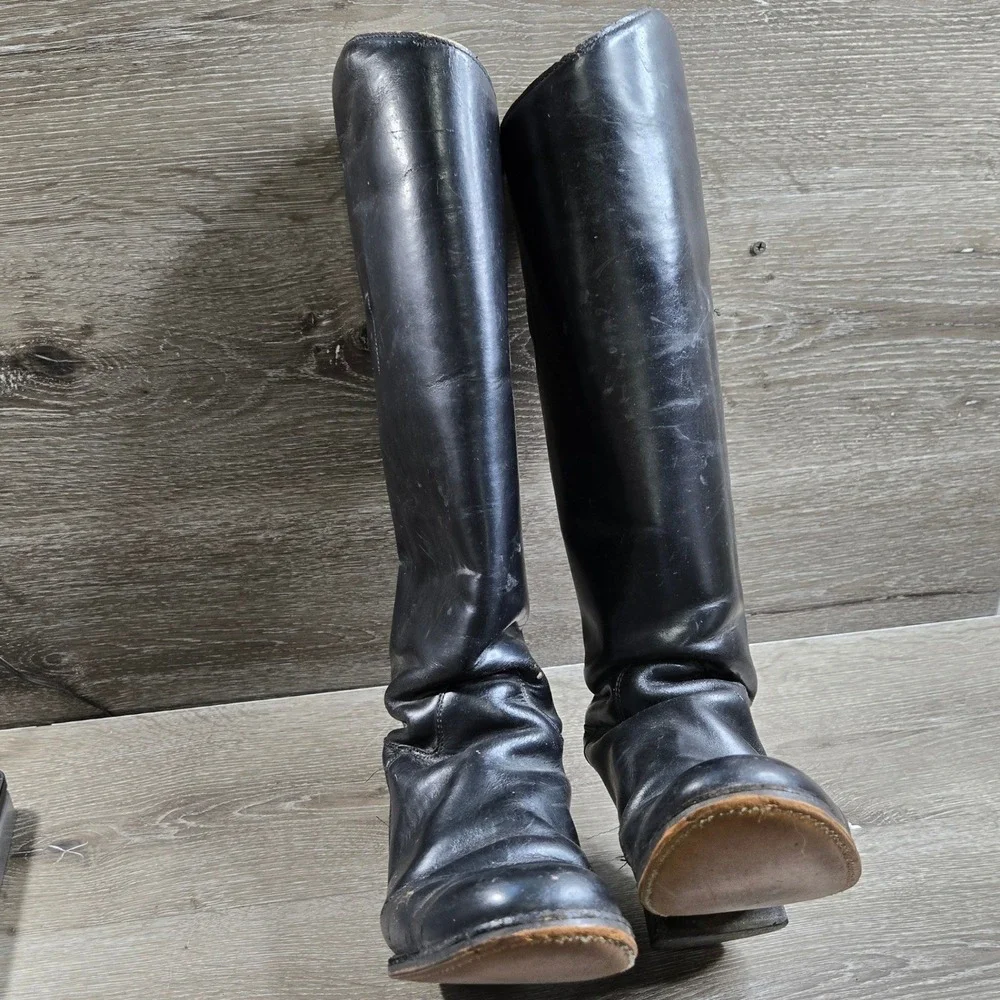 Dehner Custom Equestrian Riding Tall Boots Mens Black Leather Vintage Size 17